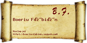 Boeriu Fábián névjegykártya
